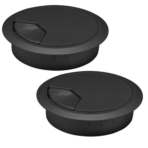 Image of 2 Pcs 60mm Desk Cable Grommets,Black Plastic Cable Hole Cover,Durable Desk Cable Tidy,Cables Grommet,for Home, Office, Computer Desks and Daily Cables Routing Solution,60mm(2.36 inch)