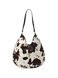 RoseSeek Women's Cow Graphic Studded Rivet Shoulder Handbags Retro Large Circle Tote Bags Purse Multicolor One Size