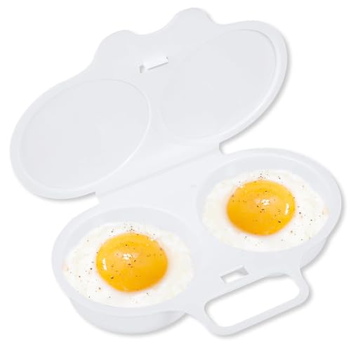 Reusable Poached Egg Maker Microwave Egg Cooker, Double Cups Egg Boiler Breakfast Cookware for Kitchen Gadgets (1 Pcs)