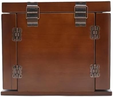 Miniatura 6 de Solid Wood Jewelry Box with Lock - Large Capacity Multifunctional Storage Display Box for Wedding & Birthday, Retro Design, Lid Included (26 * 19 *
