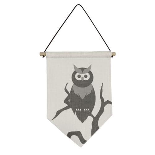 Drapeau en toile Hibou Arbre Nuit Halloween Bannière Décorative Murale