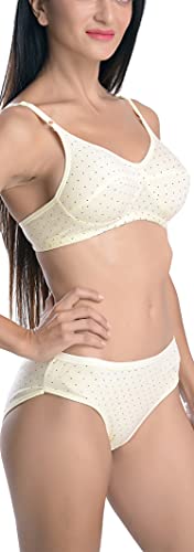 Image of FIMS - Fashion is my style Cotton Bra Panty Set for Women, Non-Padded, Non-Wired, Seamed, Polka Dot, Lingerie Set, Multi-Color, Cup-B, See Main Image to Know How Many Sets You Will Get