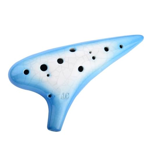 ”Joy of Wood Thrush” 12 Hole Alto C Ceramic Ocarina in Exquisite Craft (Gradient Blue)