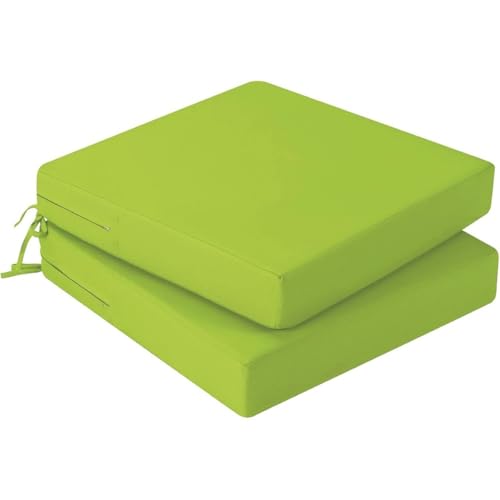 Hiseng Waterproof Outdoor Cushion Covers Set of 2 Solid Color Patio Seat Cushion Covers Replacement with Zipper for Garden Chair Cushion, Washable Rattan Furniture Protector (Light green,50x50x5cm)