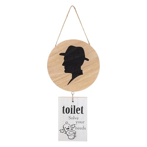 MAGICLULU Letrero de madera para baño masculino - Placa de madera para colgar en la pared del baño - Marcador de puerta - Señalización de identificación de género para hotel, negocios (masculino)