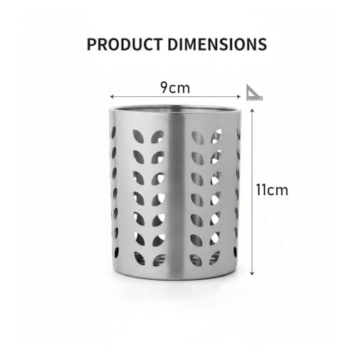 Image of FINALITY Stainless Steel Spoon Holder for Kitchen | Cutlery Stand | Spoon Holder for Kitchen Counter Top | 9 CM Cutlery Holder | Pen Holder for Dining Table | Spatula Holder| Pack of 1