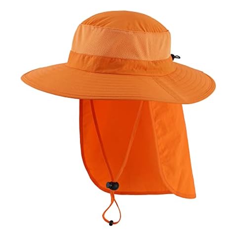 Home Prefer Sonnenhut mit breiter Krempe und breiter Krempe für den Außenbereich, LSF 50+, Orange/Abendrot im Zickzackmuster (Sunset Chevron), Einheitsgröße Cover