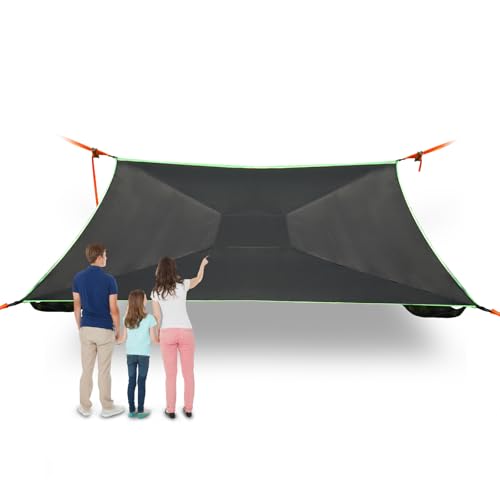 LUKETURE 13ft Square Hammock for 4-6 Adults & Kids - 1000lbs Max Capacity! Heavy Duty Camping Hammock w/ 4 Ratchet Straps & Net Pocket, Portable Backyard, Lake, Travel Gear