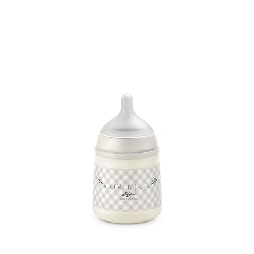 Suavinex, Biberón de 150 ml con Tetina Fisiológica SX Pro de Silicona con Válvula Anticólico, Flujo Lento (S) para Leche Materna y Artificial o Agua, Bebés +0 Meses y Recién Nacidos, Wild&Free Beige