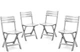 Silla resina plegable blanca - Medida: 44 x 41 x 78 (alt) cm x 4 - Realizada en polipropileno. - Peso 2.8 Kg. - Ideal para jardin, playa, terraza, patio, balcon, etc. - Uso domestico, no usos intensivos ni horeca.