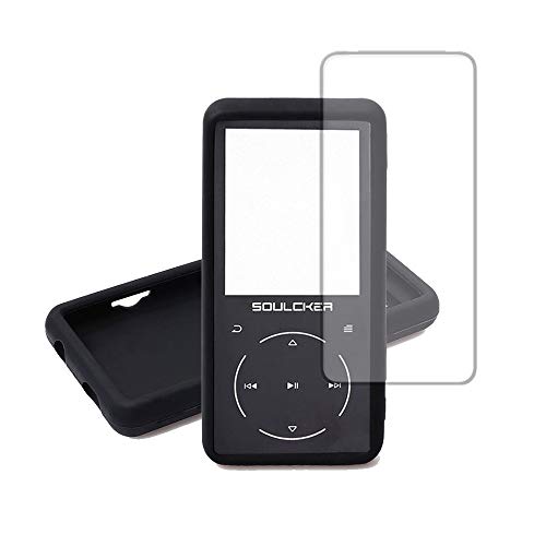 MASiKEN Premium Tempered Glass Screen Protector + Silicone Case for Soulcker MP3 Player
