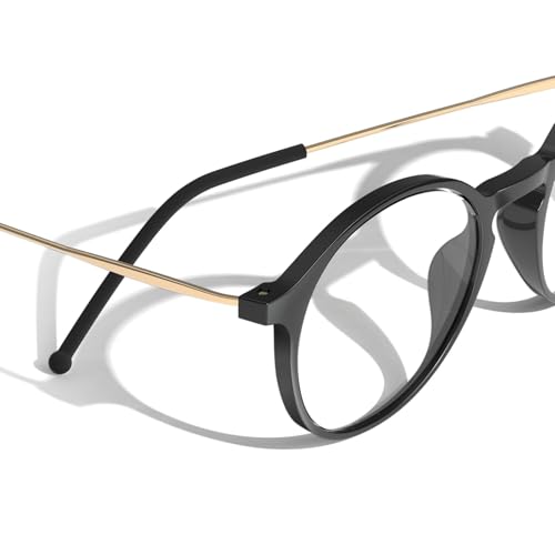 Image of VISOONE Lightweight Anti-Slip Blue Light Blocking Glasses Niko | Clear Lense UV400 Round Frame Fashion Cute Slim Eyewear for Women Men non prescription