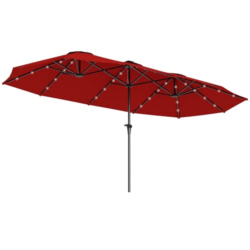 Outsunny 13ft Large Patio Umbrella with Solar Lights, Rectangular...