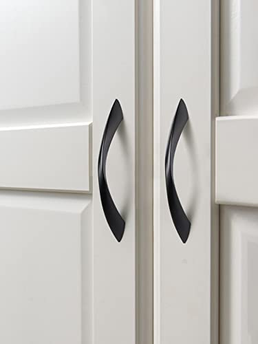 Image of Black Cabinet Pulls 3-3 /4 Inch Arch Twisted Matte Black Handles Drawer Kitchen Cupboard Bathroom Dresser Cabinet Hardware Zinc Alloy 10 Pack