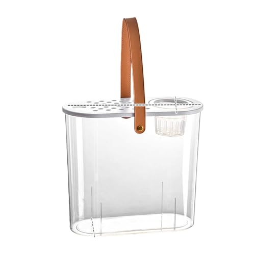 haoyunjianjiak 金魚鉢 金魚 飼育水槽 大容量 アクアリウム 透明 アクリル水槽 観葉植物 インテリア 容器 ボウル プラスチック 透明 水培 インテリア 花瓶 テーブル (水耕栽培,32*14.5*28.5cm-ハンドル付き)