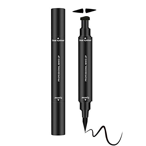 Eyeliner Stamp Liquid Eyeliner Pen for Winged Eyeliner Cat Eye Liner Long Lasting Waterproof Smudgeproof Dual Ends Eye Makeup Seal Stamp Tool Vamp Style Wing No Dipping Required Eyeliner (Black)