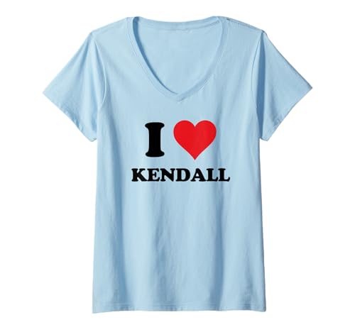 Womens I Heart Kendall First Name I Love Personalized Stuff V-Neck T-Shirt