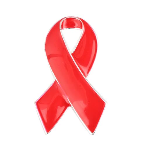 Broche en forme de ruban rouge pour sensibilisation à la tuberculose au VIH et au sida - Ruban en émail pour événements caritatifs, Small, Métal