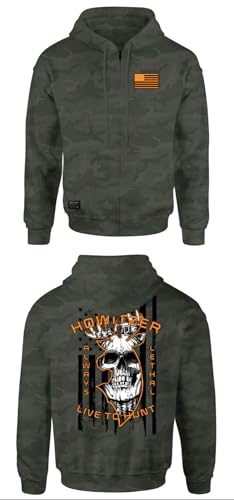 Howitzer Style Men's Zip Up Hoodie Hunt Tribe Pullover Military Grunt MFG3