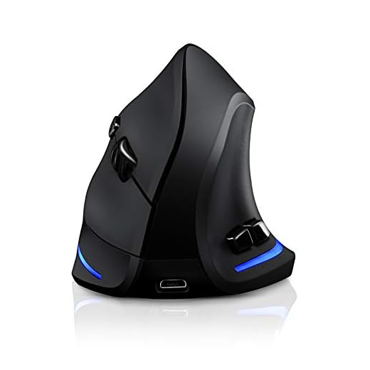 TRELC Mouse ergonômico, mouse óptico vertical sem fio de 2,4 G com sensibilidade ajustável (1000/1600/2400 DPI), 6 botões para PC, desktop, laptop, notebook (preto)