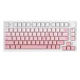 DAREU EK75PRO Sakura Pink Teclado Gaming Rosa,75% RGB Hot-Swappable Teclado mecánico cremoso con Perilla,2.4Ghz/BT5.1/USB-C, Montaje de Junta, PBT Keycaps, Linear Dream Switch para Win/Mac