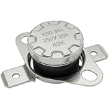Lumonic KSD301 Interruttore di temperatura tondo | 40°C ± 5°C | Contatto NO NO | max. 250V AC/10A | Spina piatta | Ø15×12mm | Interruttore termico, bimetallico | Macchine da caffè, ferri da stiro, for