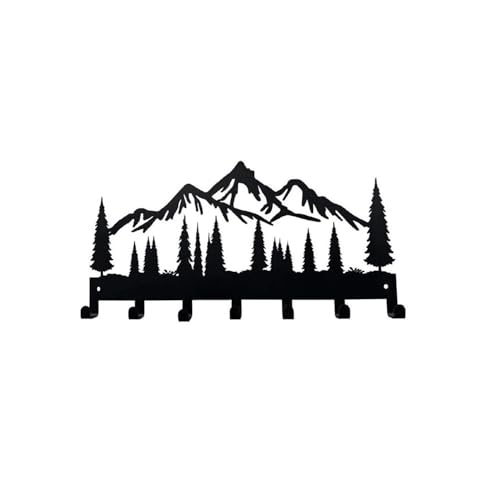 Coat Rack Wall Mount 7 Hooks Key Organizer Hook Mountain Forest Shape Metal Keys Holder Entryway Hallway Kitchen for Wall Decor Rack