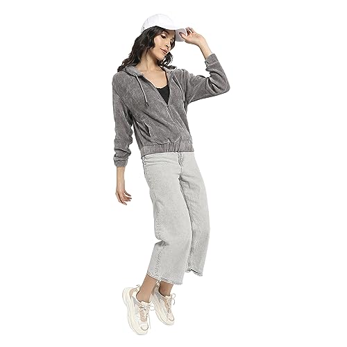 Image of Campus Sutra Women Cotton Hooded Neck Sweatshirt