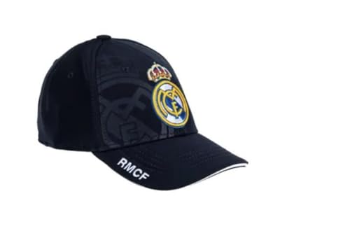 Image of Real Madrid Cap, Navy - White Colors. Soccer Cap for Adults. Real Madrid Caps. Officially Licensed Real Madrid Adjustable Caps. RM hat.