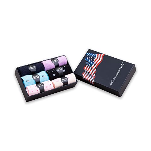 AWS/American Made 6 Pairs Bamboo Crew Socks for Women Shoe Size 6 to 9 with Gift Box2