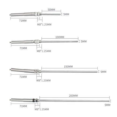 Sensor de temperatura tipo E M8 50mm termopar de tornillo con cable de 5m para rango de 0-400°C 3