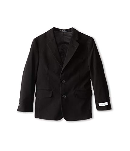 Image of Calvin Klein Boys Bi-Stretch Blazer Suit Jacket, 2-Button Single Breasted Closure, Buttoned Cuffs & Front Flap Pockets, Black, 20