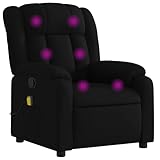 vidaXL Poltrona Massaggiante Reclinabile Nera in Tessuto