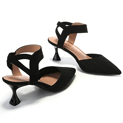 EBYNUE Women's Pumps Low Heel 2.5 inch Pointed Closed Toe Slingback Kitten Heels Party Wedding Comfortable Dress Shoes2