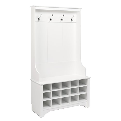 Prepac Hall Tree with Shoe Storage, White #1