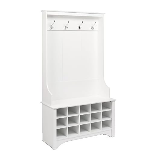 Prepac Hall Tree with Shoe Storage, White