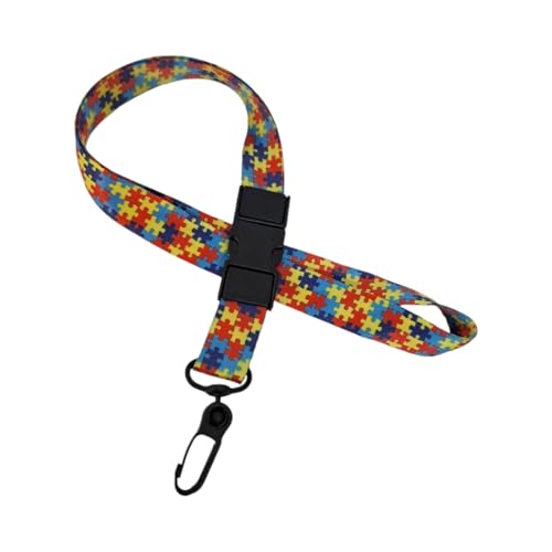 Cordão de Pescoço Quebra-Cabeça Colorido com Mosquetão - Prático e Estiloso