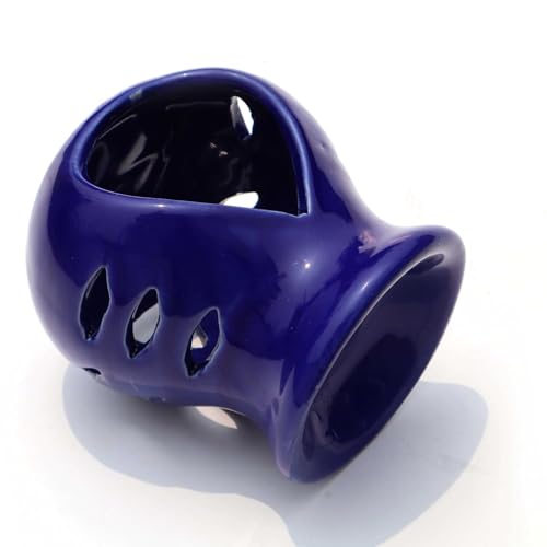 Image of Pure Source India Ceramic Clay Oil Burner Aroma Diffuser (Navy Blue) Set of 2