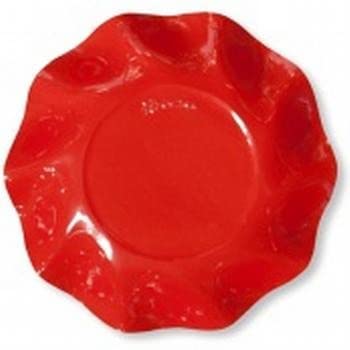 EX.TRA. Piatti Fondi di Carta a Petalo Rosso Corallo 24 cm 10 Pezzi