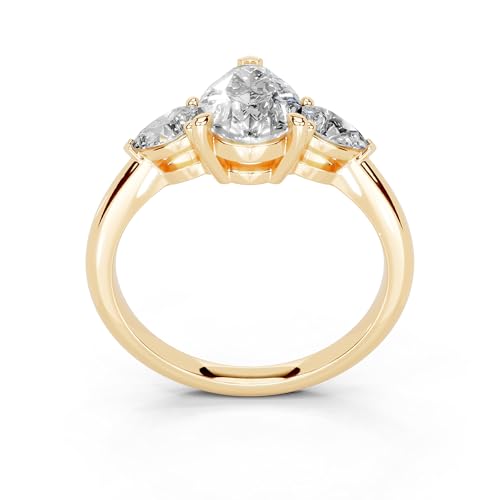 1-5 Carat 14K 18K Gold Platinum Pear Cut 3 Prong Three Stone Lab Grown Diamond Ring, Engagement, Anniversary Wedding, IGI Certified Promise Rings for Women (1-5 Ct, F-G Color, VS1-VS2 Clarity)2