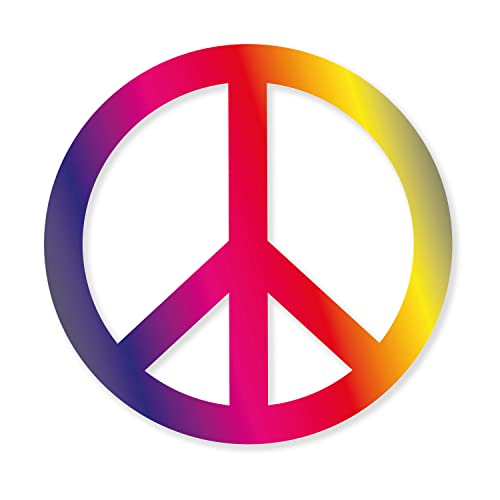 easydruck24de Autocollant symbole de paix | multicolore | Ø 10 cm | Flower-Power Peace and Love |...