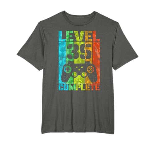 35. Geburtstag Geschenk Mann Gamer Level Complete 35 Jahre T-Shirt