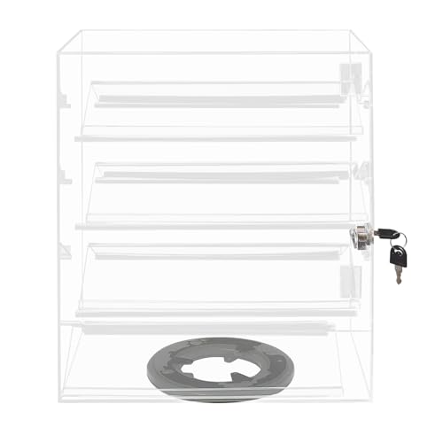 4 Tiers Rotating Acrylic Display Case, Clear Acrylic Eyewear Showcase with V-Shaped Shelves & Lock, Countertop Display Box for Jewelry, Watches, Glasses - Thumbnail 2