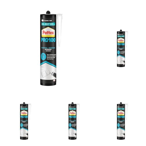 Pattex cola adhesiva PL100 para montajes fuertes pack de 5 botes de 380g
