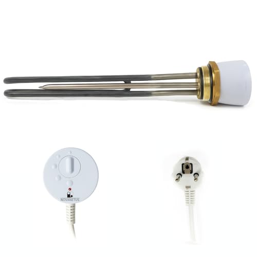 Novanetus GEBN 6/4 3kW 3000W 230V Riscaldatore ad Immersione Resistenza a Cartuccia per Caldaia Bollitore per Accumulo Acqua Calda INOX e Smaltato con Termostato