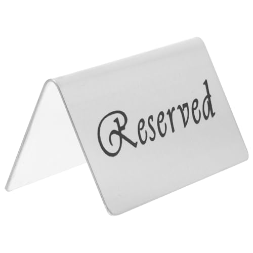 SHINEOFI Panneau de Table Réservé en Acier Inoxydable Argenté, Double Face Design de Tente, Haute Dureté, pour Fêtes à Thème et Dîners