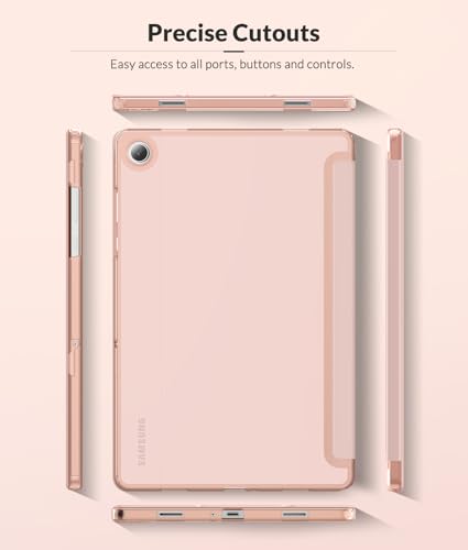 Image of MoKo Case for Samsung Galaxy Tab A11+ Plus 11 inch 2025, Light Pink | Fit Samsung Galaxy Tab A9+ Plus 2023 with Soft TPU Translucent Back Protective Cover Trifold Stand Case, Auto Wake /Sleep