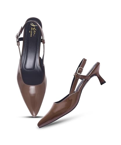 Image of JM LOOKS Elegant Pointed Toe Slingback Kitten Heels Fashionable Sandals for Modern Women