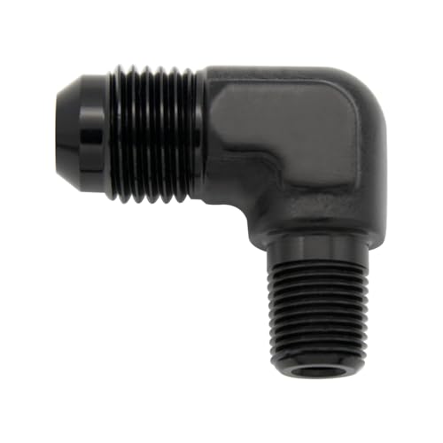 Codo AN6 macho a rosca 1/8 NPT en aluminio anodizado negro con flujo optimizado 2