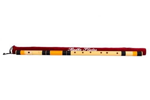 Radhe Flutes | E Natural Right Handed Base Bansuri | Black & Orange| Tuned With Tanpura A=440Hz...